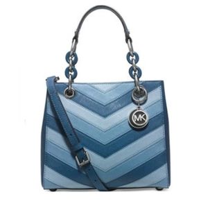 MICHAEL KORS CYNTHIA SAFFIANO CHEVRON SATCHEL